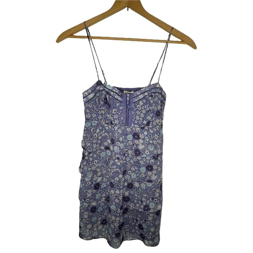 American Eagle Ruffle Sun Dress Purple Floral Chiffon Smocked NWT Womens 2